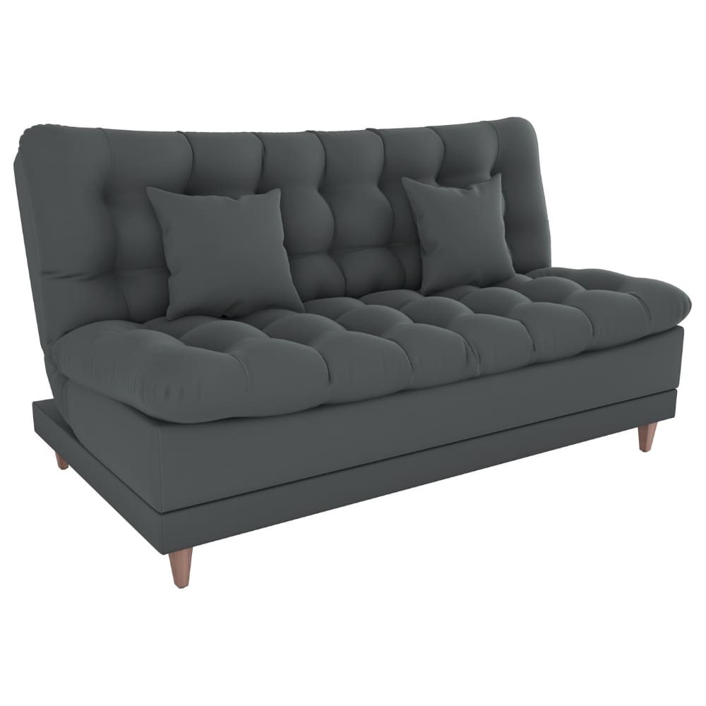 Sofa Cama 2 Lugares 185 cm Duda Veludo Light B250 Cinza Milani Store