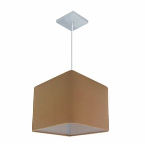 Lustre Pendente Quadrado Md-4058 Cúpula em Tecido 21/25x25cm Palha - Bivolt