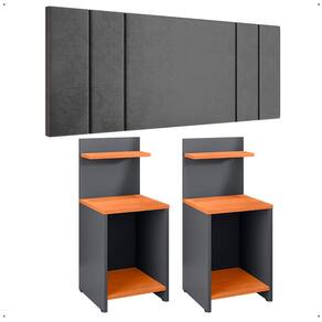 Jogo Quarto 2 Mesas Organizadora Fantasy Cinza/Cinamomo Prateleira Nicho Cabeceira Luana Suspensa Cama Box Queen Size 1,60 Cinza Suede - Lojas RPM