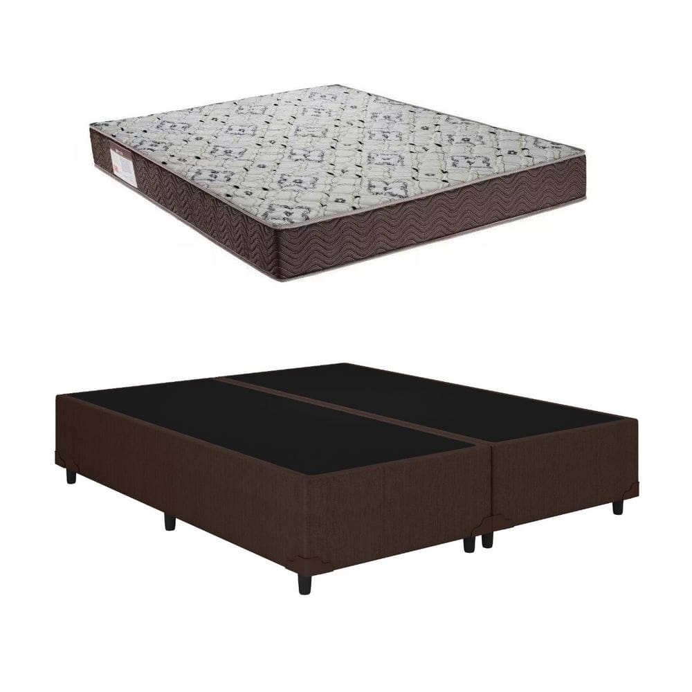 Cama Base Queen Bipartido Marrom Colchão ISO 150 D45 - Ortobom