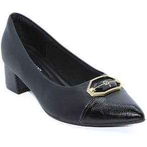 Sapato Piccadilly Salto Baixo Detalhe Feminino - Preto