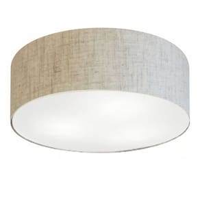 Plafon Cilíndrico Md-3006 Cúpula em Tecido 60x15cm Rustico Bege - Bivolt