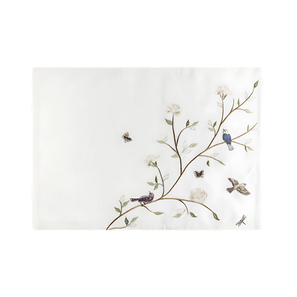 Lugar Americano Retangular Em Tecido Poliéster Ricamo Alba Branco 50x35cm Auguri Casa