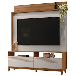 Estante Home Theater Para TV Até 70 Polegadas 1,60m Granada Madeirado / Off White Notável