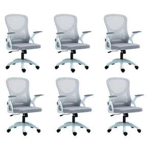 Kit com 6 Cadeira Escritório Diretor Office Columbus com Tela Mesh Cinza
