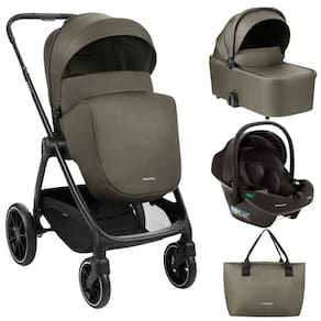 Carrinho Moises Modena Com Bebe Conforto E Bolsa Army Green - Kikka Boo