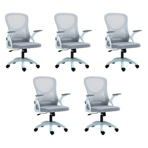 Kit com 5 Cadeira Escritório Diretor Office Columbus com Tela Mesh Cinza