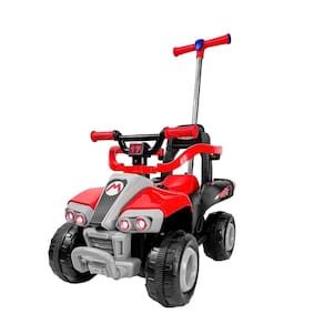 Quadriciclo Elétrico Infantil 6v Com Empurrador Dirigível, Apoio Para Os Pés, Sons e Luzes Unitoys