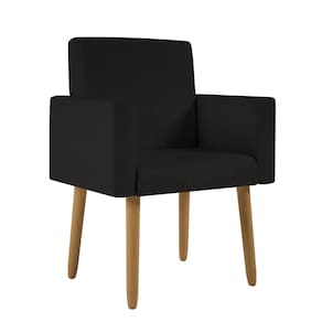 Poltrona Decorativa Pés Palito Nina Suede Preto