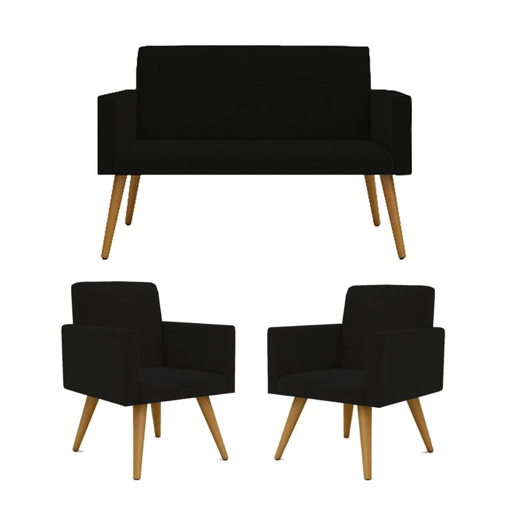 Kit 2 Poltronas e 1 Namoradeira Nina Suede