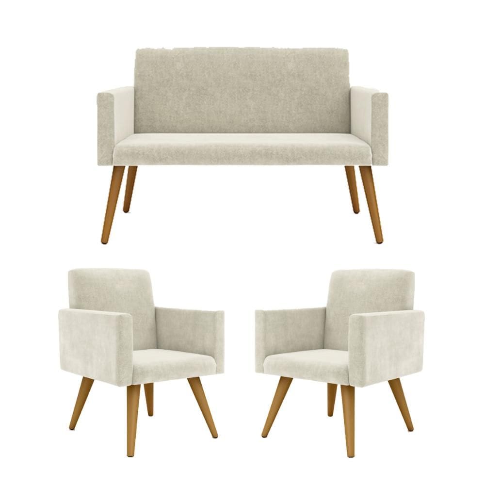Kit 2 Poltronas e 1 Namoradeira Nina Suede