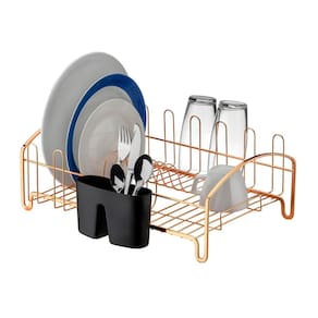 Escorredor Louça Prato Copos Porta Talheres Bancada Pia Cozinha Rose Gold - 1681RG Future