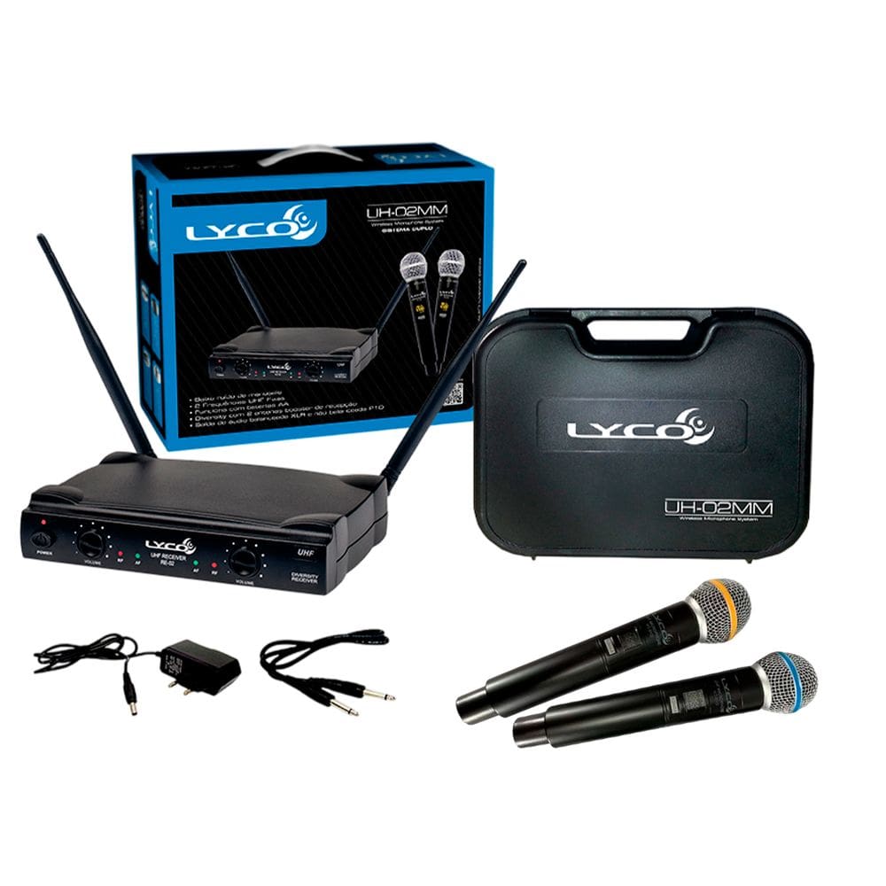 Microfone Sem Fio Lyco Duplo De Mão Uhf Uh02mm Profissiona
