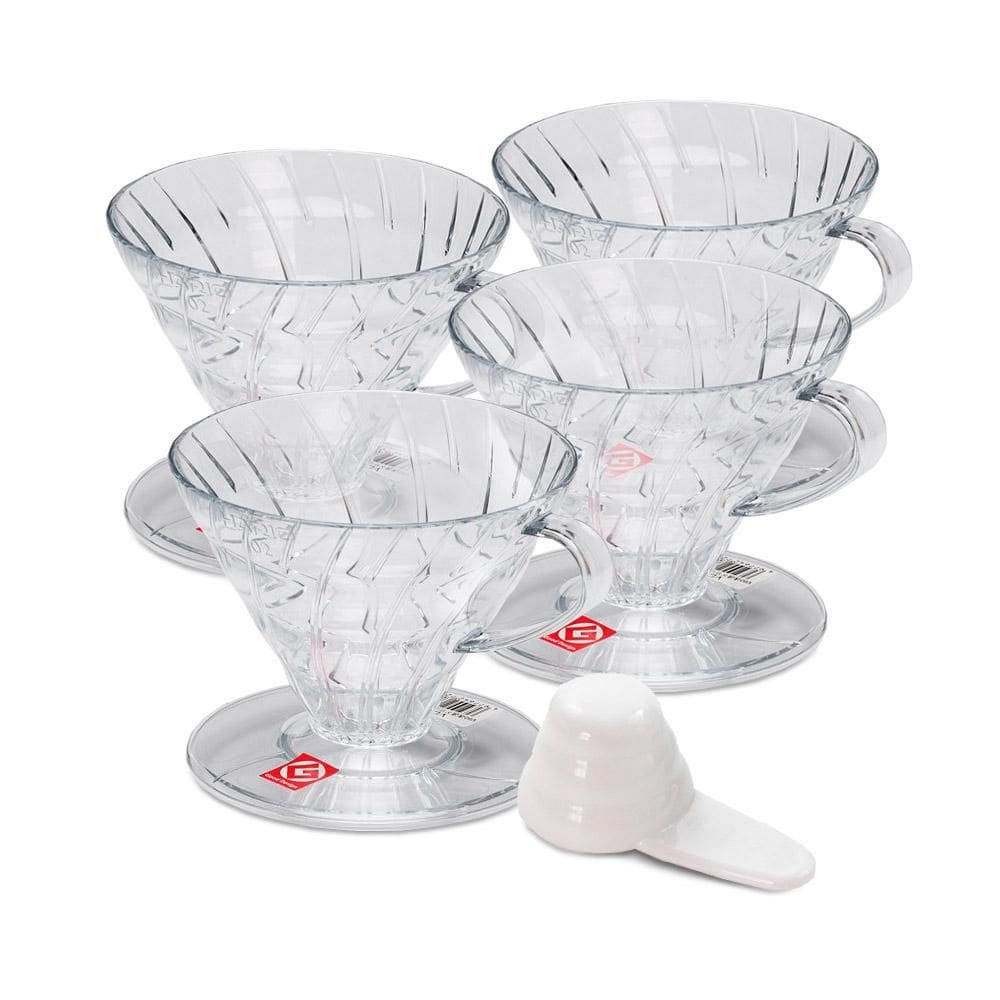 Kit 4 Coadores De Café Em Acrílico Transparente Hario V60-01