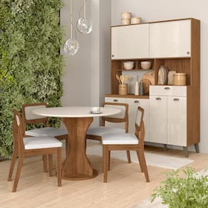 Conjunto Cozinha Tiana E Mesa Linares Fre/off Premium/c.branco - M.a