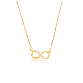 Colar Gargantilha Infinito Amor Zirconias Folheada Ouro 18K