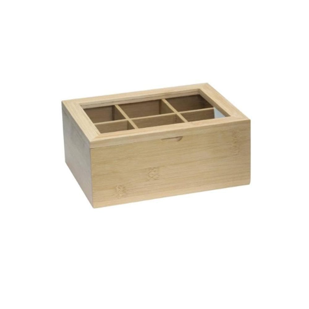 Caixa Porta Chá Ecokitchen Bambu Com 6 Divisórias