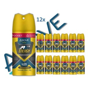Kit 12 desodorante aerosol sport energy men 100ml 48hr above