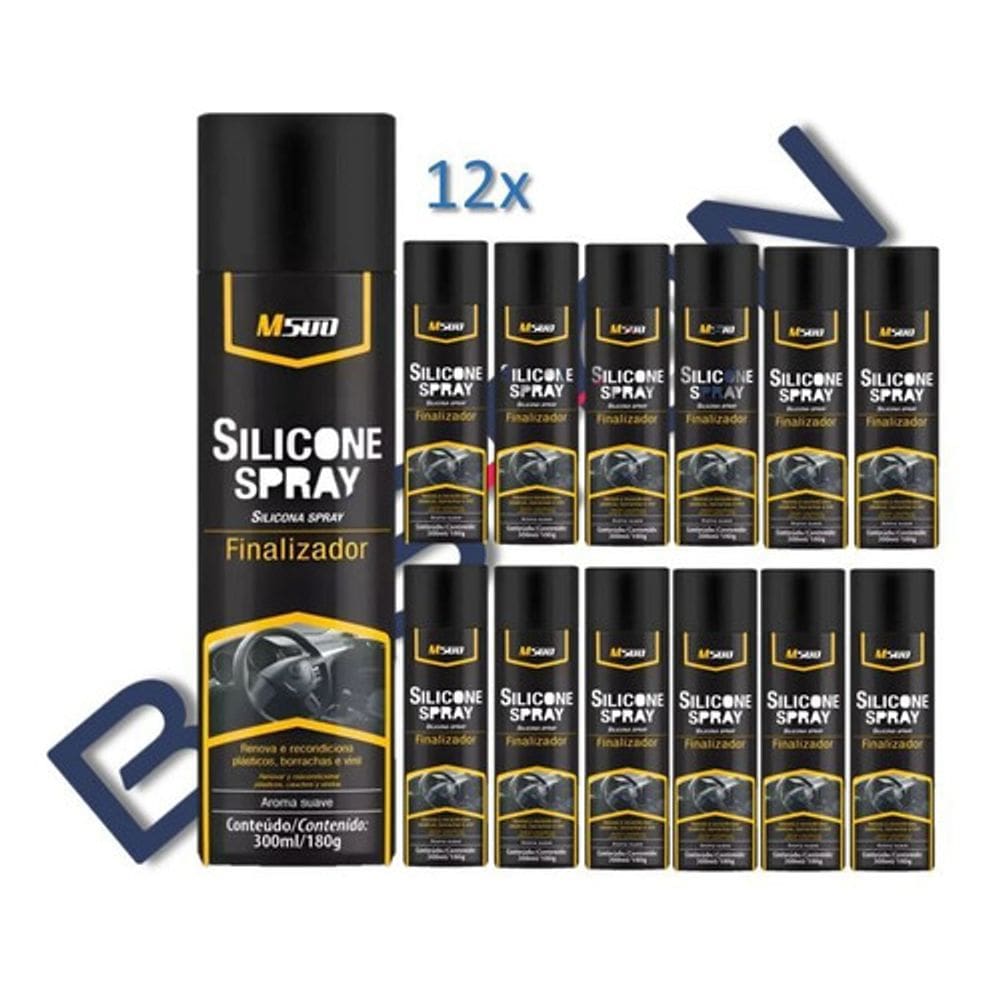 Kit 12 silicone spray finalizador brilho m500 300 ml baston