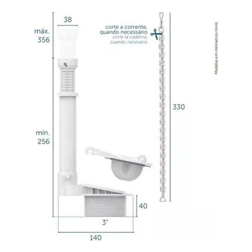 Mecanismo saída p/ caixa acoplada 3 celite stylus blukit