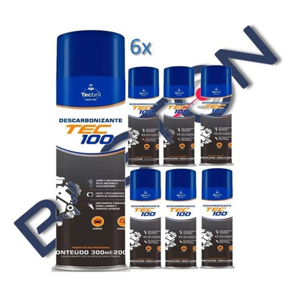 Kit 6 descarbonizante tec100 limpa bicos carburador 300ml