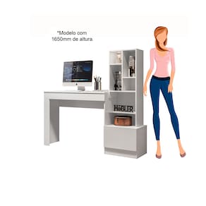 Escrivaninha Lion com Nichos Para quarto ou Escritório Branco - Mobler