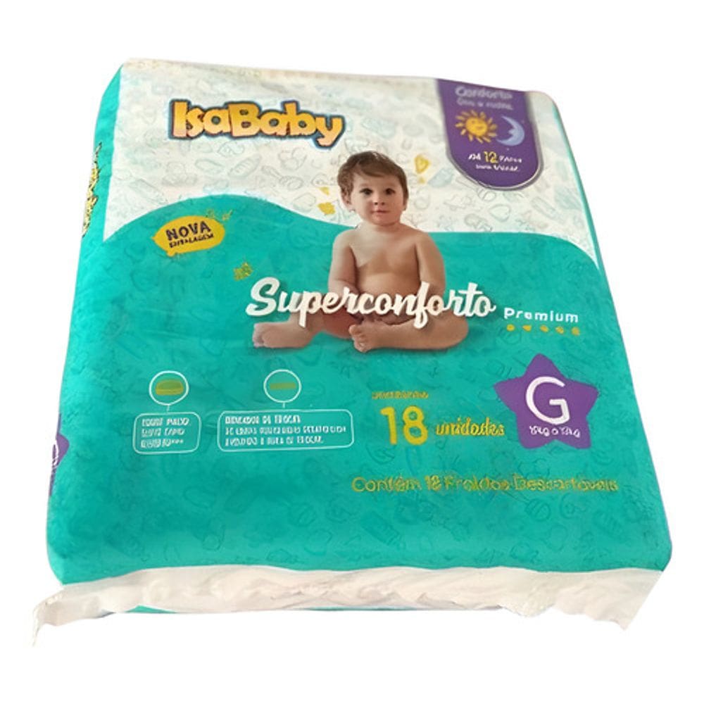 Fralda Isababy Premium 12h Proteção Tamanho G C/ 28 Unidades