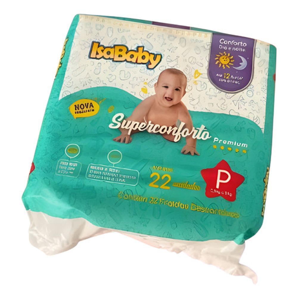 Fralda Isababy Premium 12h Proteção Tamanho P C/ 22 Unidades
