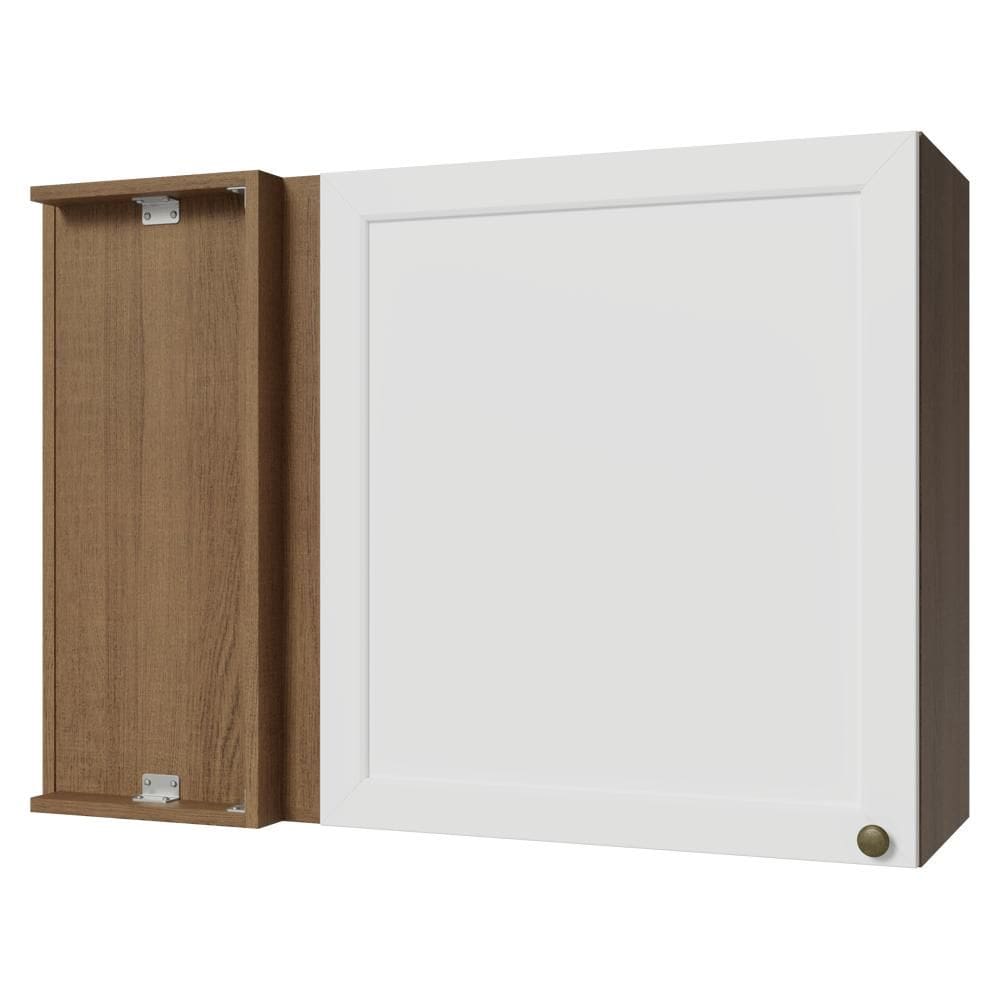 Armário Aéreo de Canto 1 Porta Rustic/Branco Vik Madesa