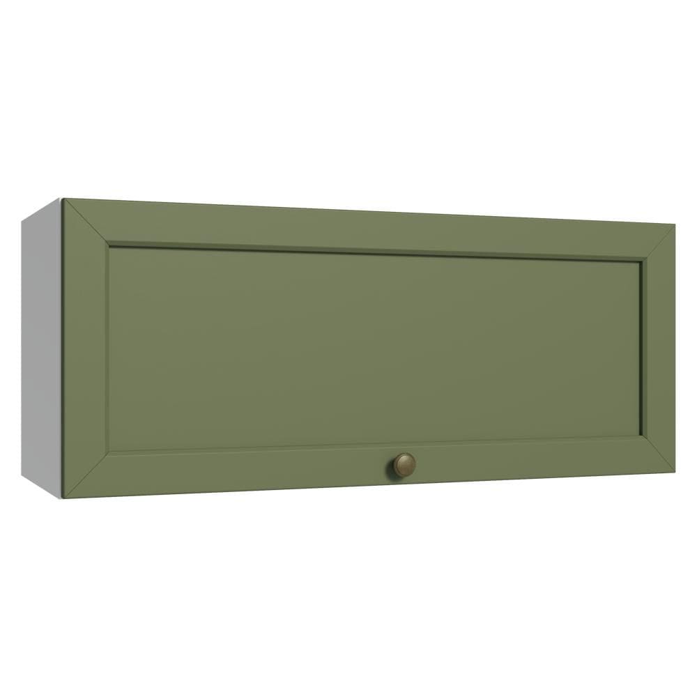 Armário Aéreo 80 cm 1 Porta Basculante Branco/Verde Vik Madesa