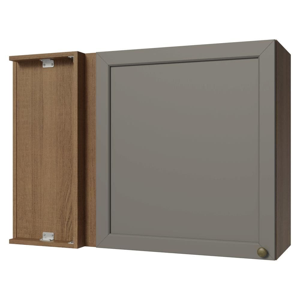 Armário Aéreo de Canto 1 Porta Rustic/Cinza Vik Madesa