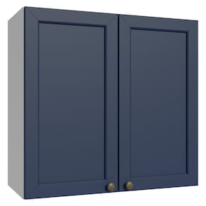 Armário Aéreo 70 cm 2 Portas Branco/Azul Vik Madesa