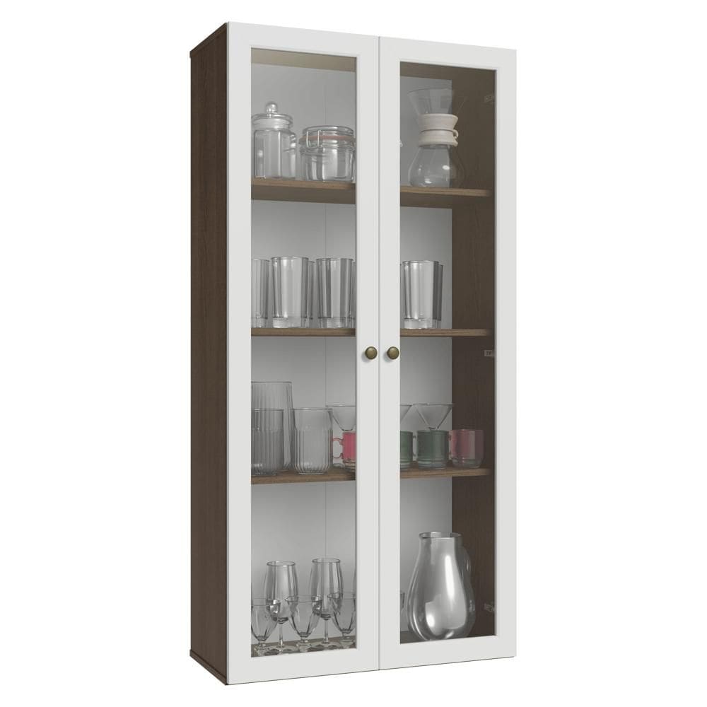 Cristaleira Suspensa 70 cm 2 Portas de Vidro Rustic/Branco Vik Madesa