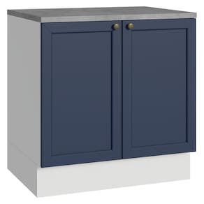 Balcão de Cozinha 80 cm 2 Portas Branco/Azul Vik Madesa