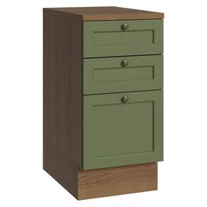 Balcão de Cozinha 40 cm 3 Gavetas Rustic/Verde Vik Madesa