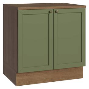 Balcão de Cozinha 80 cm 2 Portas Rustic/Verde Vik Madesa