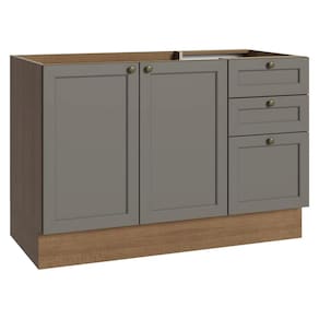 Balcão de Pia 120 cm 2 Portas 3 Gavetas (Sem Tampo) Rustic/Cinza Vik Madesa