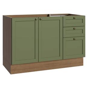 Balcão de Pia 120 cm 2 Portas 3 Gavetas (Sem Tampo) Rustic/Verde Vik Madesa