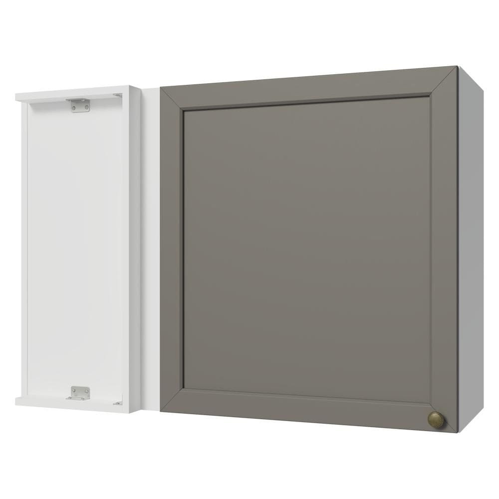 Armário Aéreo de Canto 1 Porta Branco/Cinza Vik Madesa