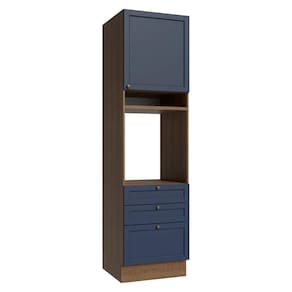 Torre Quente 60 cm 1 Porta 3 Gavetas Rustic/Azul Vik Madesa