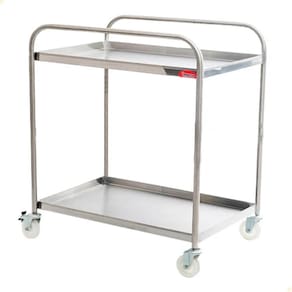 Carrinho Para Transporte Imeca Em Aço Inox 430 C/ 2 Bandejas 52x80 E Rodízios Giratórios 6544
