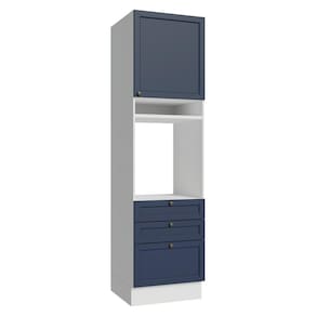 Torre Quente 60 cm 1 Porta 3 Gavetas Branco/Azul Vik Madesa