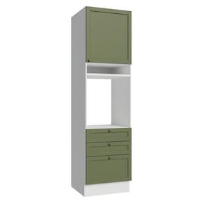 Torre Quente 60 cm 1 Porta 3 Gavetas Branco/Verde Vik Madesa