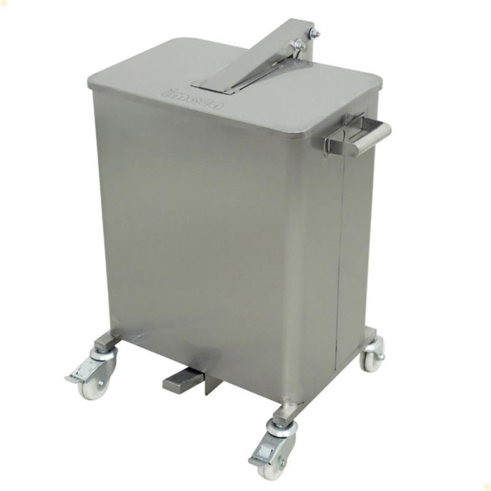 Lixeira Industrial Imeca Em Aço Inox 430 75L Com Tampa 4 Rodízios 2 Travas E Alças Laterais 7494