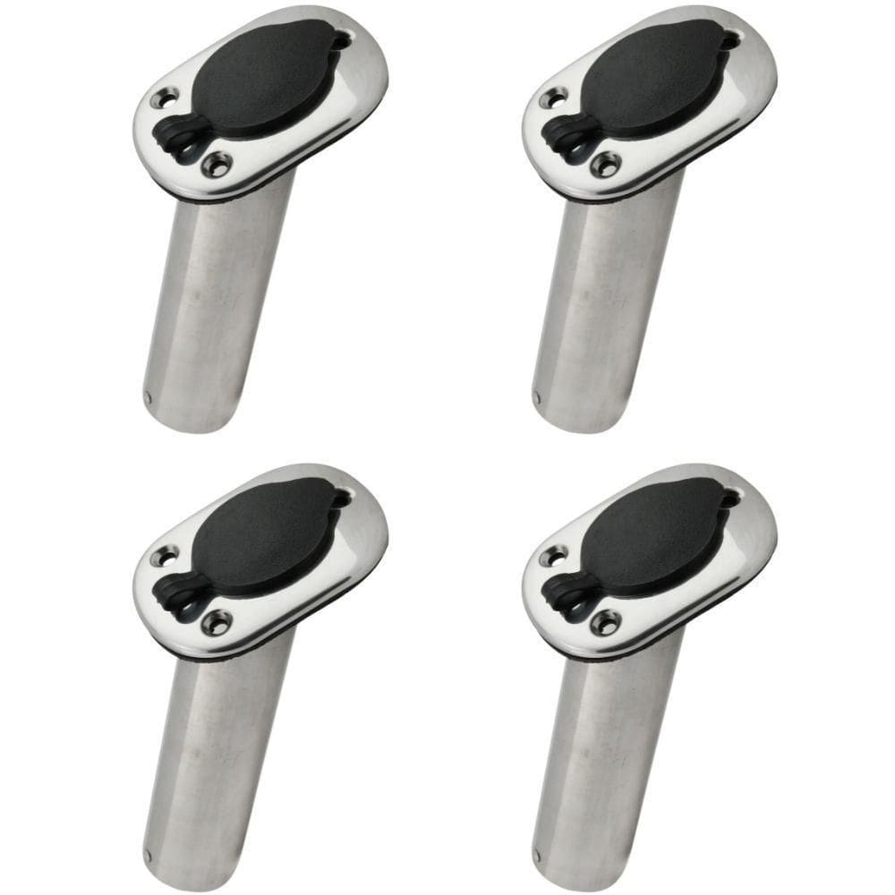 Kit 4 Porta Caniço Inox Inclinado Com Tampa Em Nylon