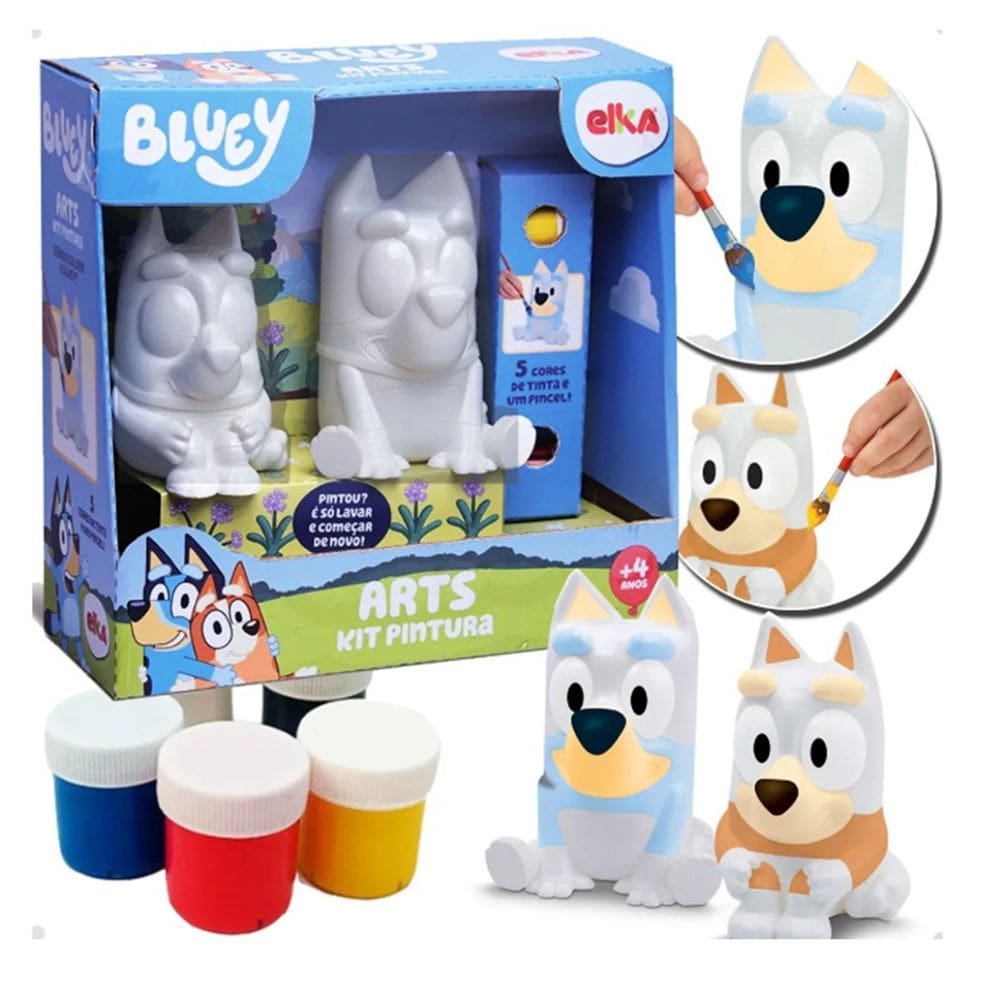 Brinquedo Arts Kit Pintura Bonecos Bingo E Bluey Elka