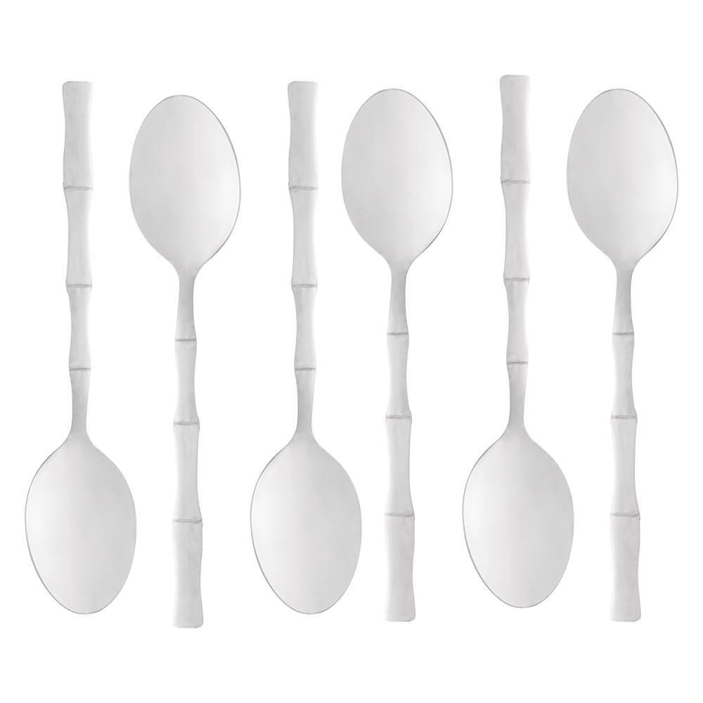 Jogo 6 Colheres para Mesa Aço Inox e Bambu Elegant 19,8cm