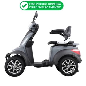 Quadriciclo Elétrico Scooter E-Cross 1000W 60V Alarme Bagageiro Cinza Duos