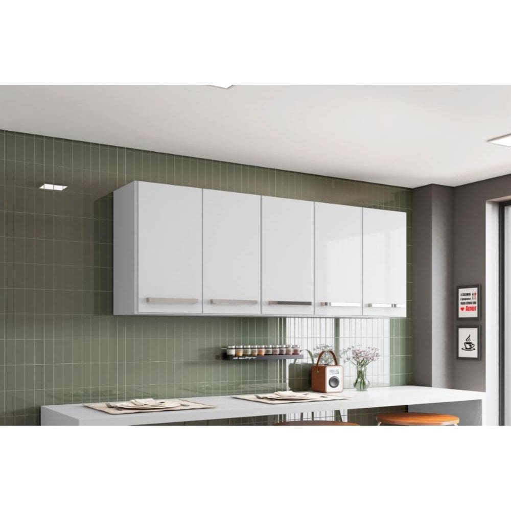 Armario Aereo para Cozinha 4 Portas Branco Santorini Bela Casa