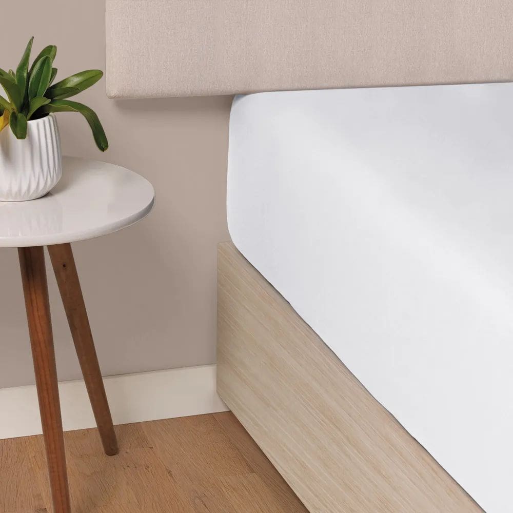 Lencol Com Elastico Liss Cor Branco King Karsten